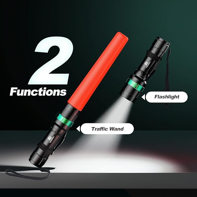 RoadHero 4 Pack Traffic Wand, 11 Inch Flashlight Led Traffic Control Baton, Small Orange Safety