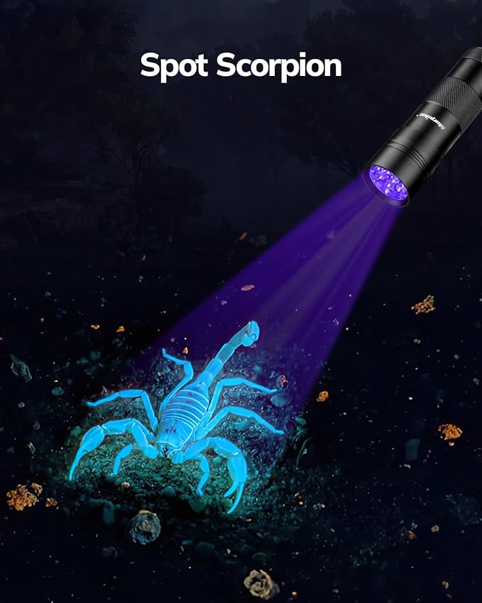 morpilot Black Light, 4 PCS 12 LEDs 395nm UV Blacklight Flashlights Detector for Pets Urine and