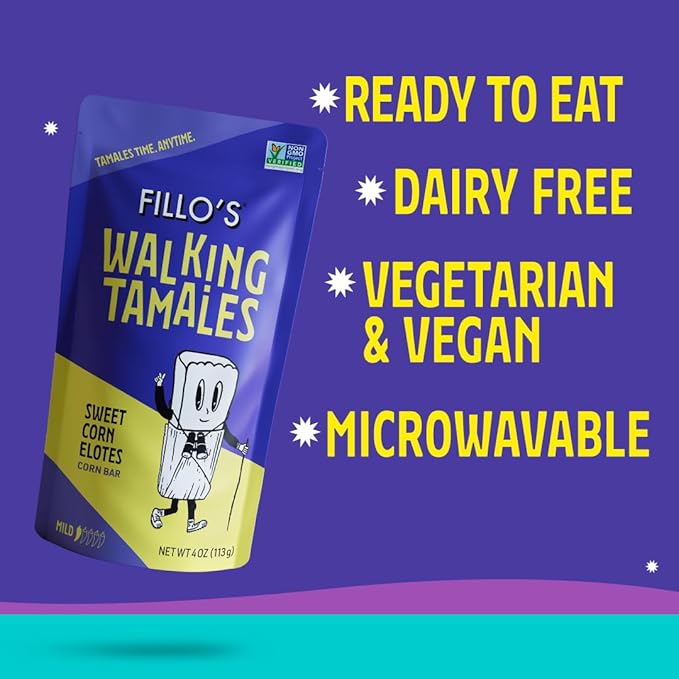 Fillo's Walking Tamales Sweet Corn Elotes, Pk of 7, Ready-to-Eat, Delicious, Gluten-Free