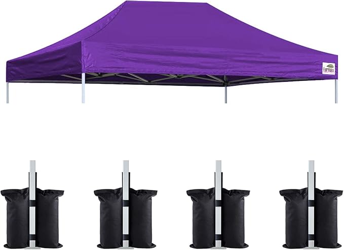 Eurmax USA Pop Up Canopy Top Gazebo Tent Cover Replacement Top Only,Bonus 4PC Pack Weight Bag