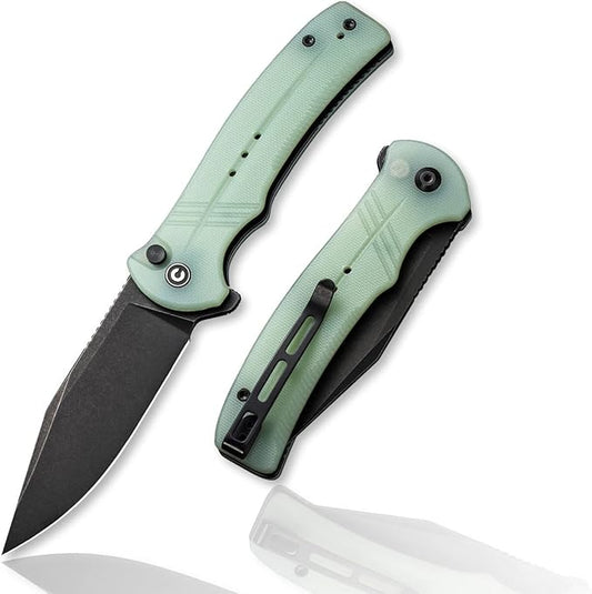 CIVIVI Cogent Button Lock Flipper Pocket Knife, 14C28N Blade G10 Handle, Good for Outdoor EDC