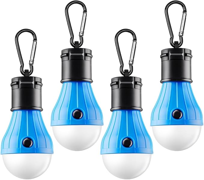 Tent Lamp Portable LED Tent Lights Blue 4 Packs Hook Hurricane Emergency Lights LED Camping Lights