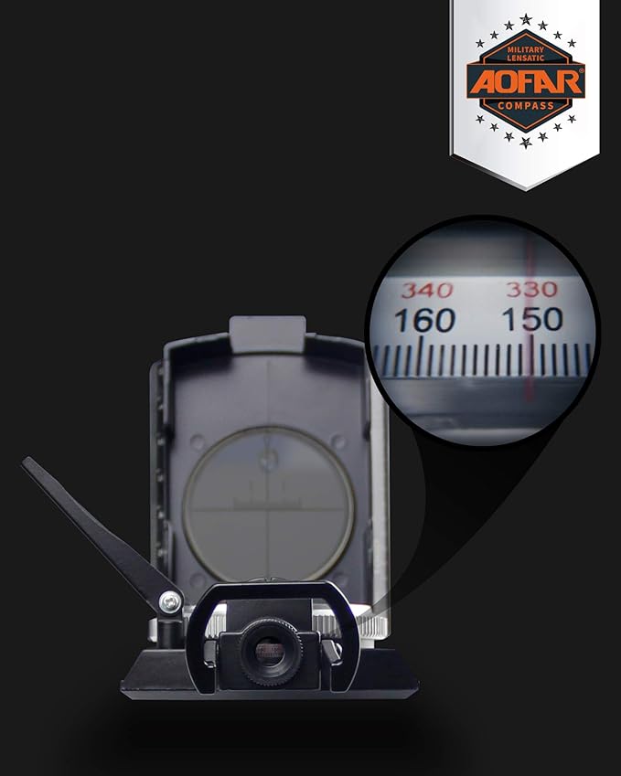 AOFAR AF-4074 Military Compass for Hiking,Lensatic Sighting Waterproof,Durable,Inclinometer for