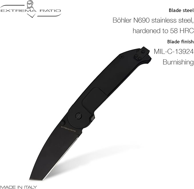 Extrema Ratio - BF2 CT (BLACK), Folding Knife, Böhler N690 steel blade hardened to 58 HRC