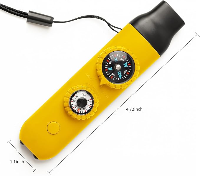 Multifunctional Survival Emergency Whistle for Kids with Compass Hiking Survival, Thermometer &