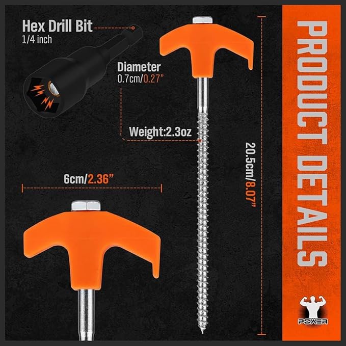 HORUSDY 26 Pack 20CM / 8-Inch Heavy Duty Tent Stakes Awning Pegs Camping Stakes with with 4x13ft