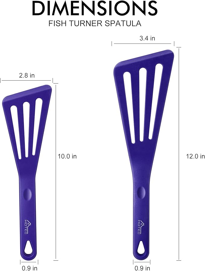 HOTEC 600??Heat Resistant Silicone Slotted Fish Turner Spatula Set, BPA Free Kitchen Cooking
