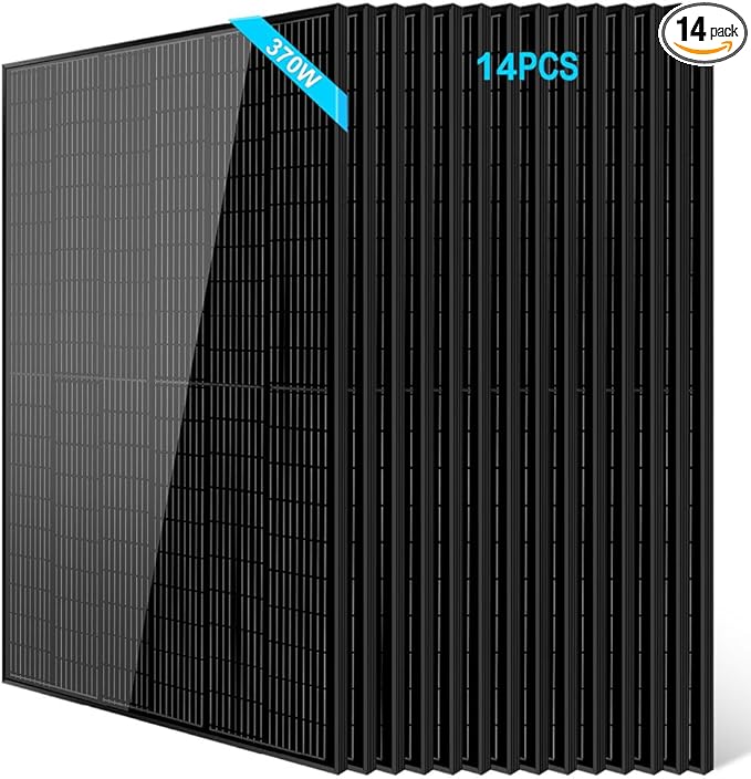 SUNGOLDPOWER 14pcs 370W Solar Panels Monocrystalline, Grade A Solar Cell, Waterproof IP68, High
