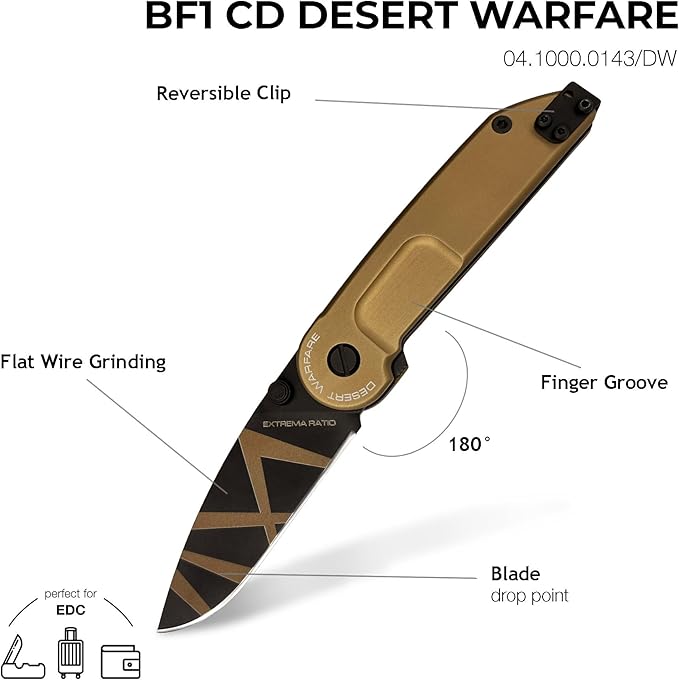 Extrema Ratio - BF1 CD (DESERT), Folding Knife, Böhler N690 steel hardened to 58 HRC