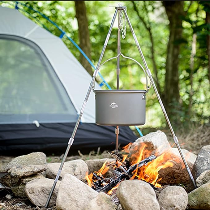 Naturehike Camping Soup Pot Cookware with Lid Large Outdoor Portable Hanging Pot Cooking Set for