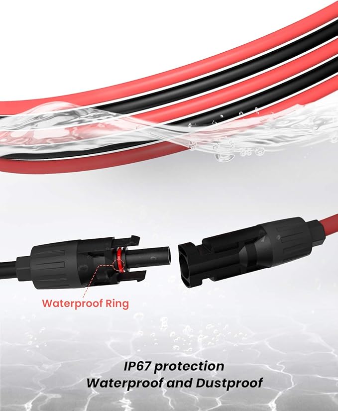 BougeRV 100Feet 10AWG Solar Extension Cable with Female and Male Connector with Extra Pair of