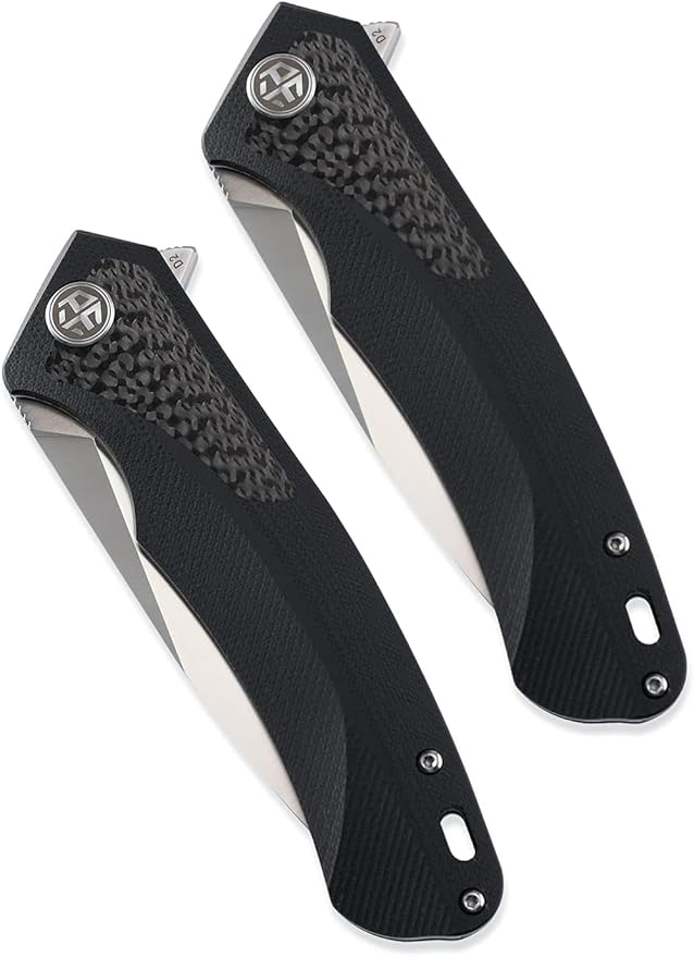 Petrified fish PF838,3.74" Black Stonewashed D2 Blade,166.6g Carbon fiber & G10 Handle Flipper