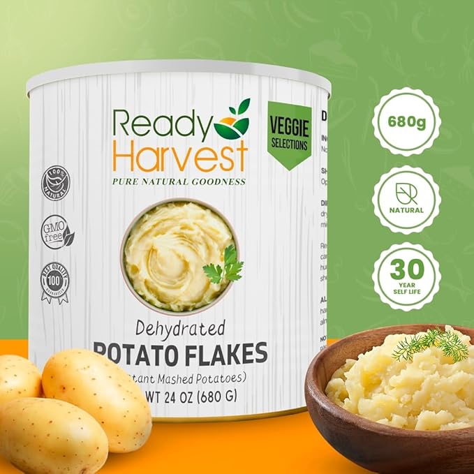 Ready Harvest Dehydrated Food - Potato Flakes | Emergency Food | Instant Mashed Potatoes | #10 Can