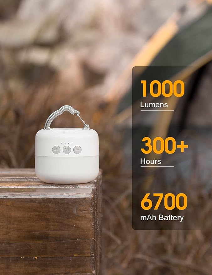 LED Camping Lantern Rechargeable 1000LM, Up to 300H Running Time Camping Tent Light, 6700mAh