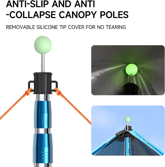 SANLIKE Telescoping Tarp Pole Heavy Duty Tent Poles, 33"-86.6"/94" Thickened Tube Collapsible