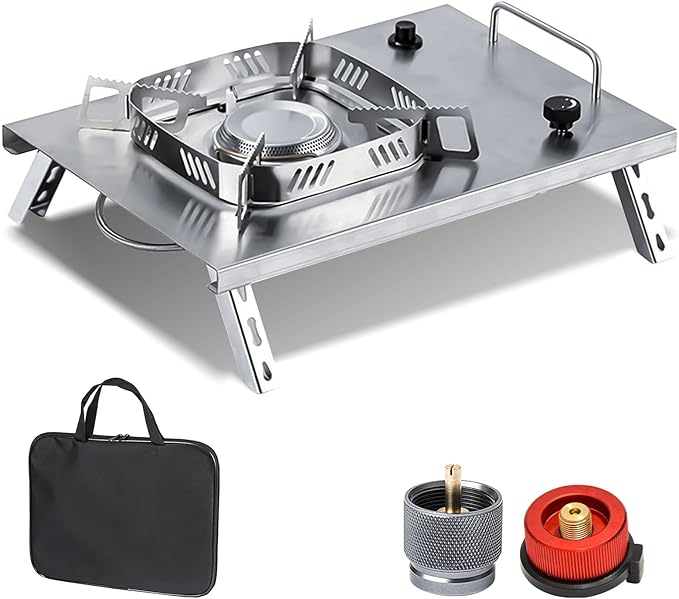 IGT Camping Stove, Desktop & Embed Folding Gas Stove, Portable Gas Stove with Carrying Handle