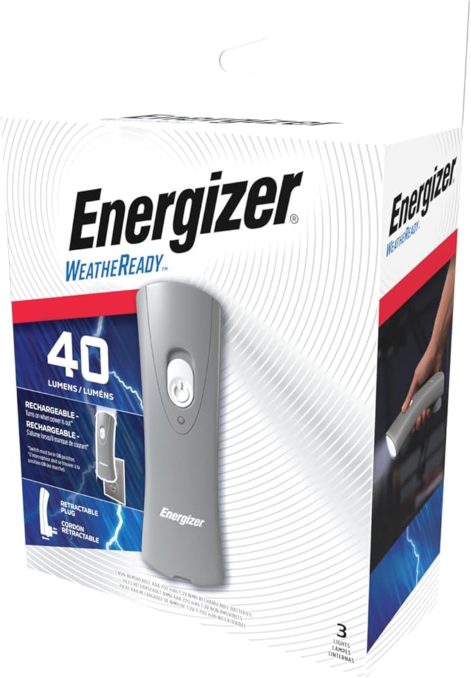 Energizer Weatheready Rechargeable Flashlights for Home, Pack of 3, Emergency Flashlight for