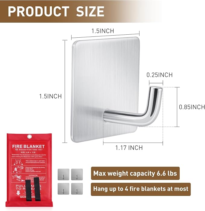 Mondoshop Adhesive Wall Hooks for Home and Kitchen Waterproof Stainless Steel Hooks for Home Office