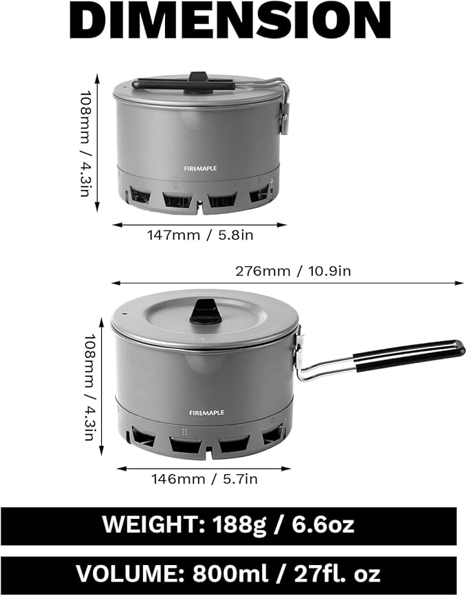 Fire-Maple Petrel Ultralight Pot- High Efficiency Aluminum Camping and Backpacking Pot with