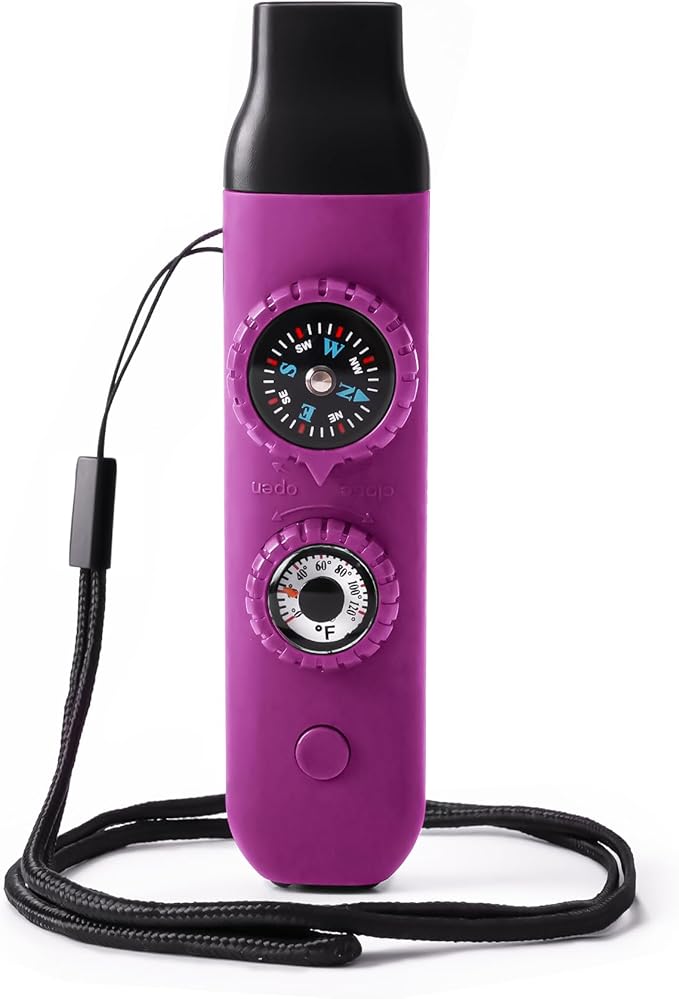 Emergency Survival Safety Whistle，Whistle for Kids with Lanyard,Compass,Thermometer,Ideal for