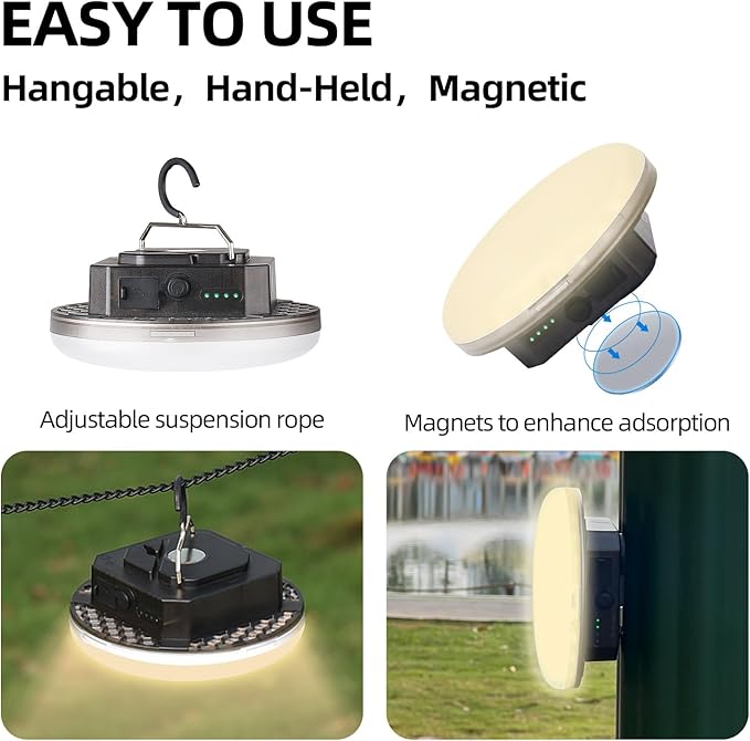 12000mAh 4000LM Camping Lights 3 Color Lighting Modes Bright Rechargeable LED Lamp 40W Hanging Tent