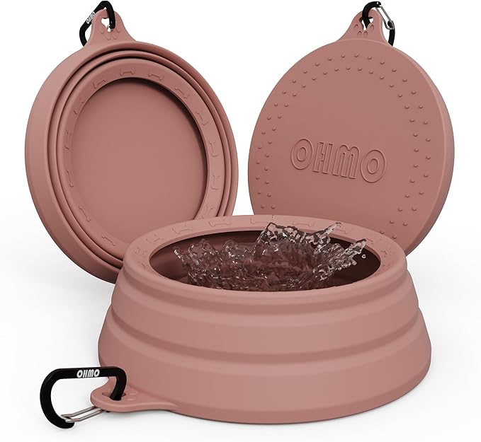 OHMO Spill Proof Collapsible Dog Water Bowl Large 34oz for Cars, No Splash Portable Bowls for Dog