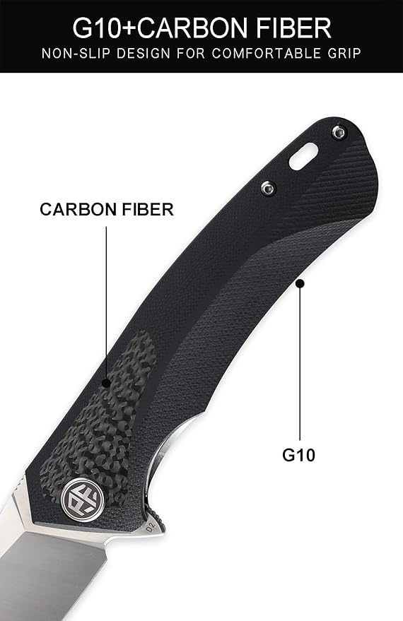Petrified fish PF838CS 3.74" D2 steel flipper folding knives outdoor pocket knife G10+Carbon fiber