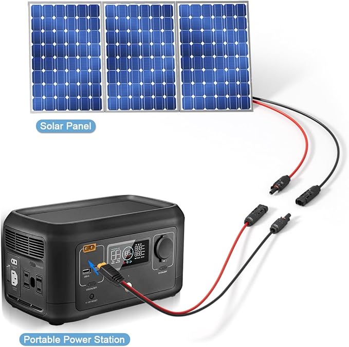 10AWG Solar to XT60 Charging Cable Solar Panel Extension Cable for Portable Power Station River 600
