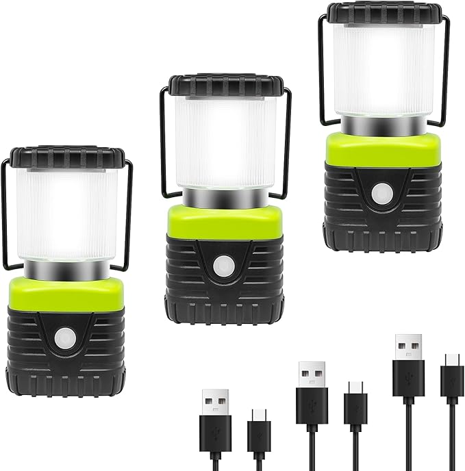 3Packs LED Camping Lantern Rechargeable 1000LM, 4500mAh Power Bank, IP44 Waterproof Lantern
