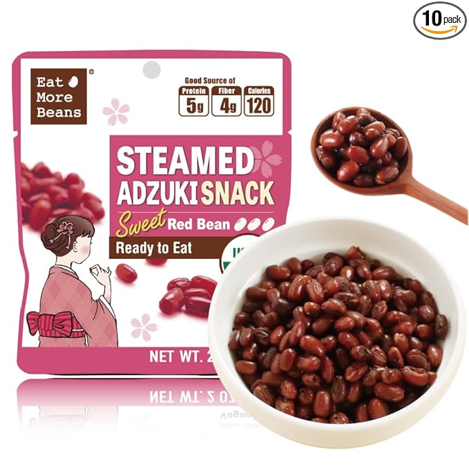 【Eat More Beans】STEAMED ADZUKI SNACK -Sweet Red Bean, steamed bean, Organic Adzuki Beans, healthy
