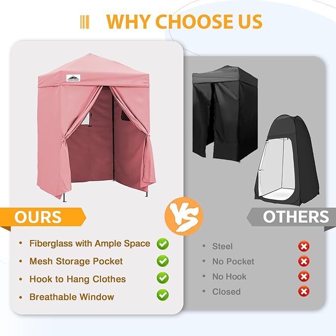 EAGLE PEAK Flex Ultra Compact 5x5 Pop-up Canopy, Sun Shelter, Changing Room, Portable Privacy Tent