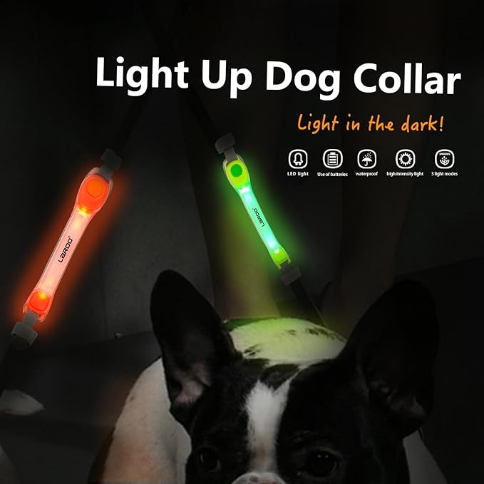 LaRoo Light Up Dog Collar with Nylon Stickers, Universal Glowing Collar Accessories for Leash
