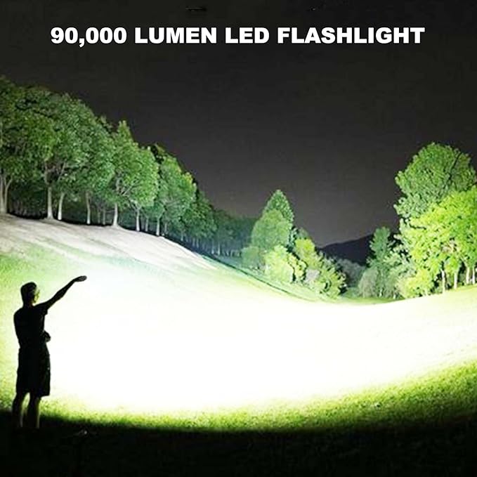 3 Pack Rechargeable LED Flashlights High Lumens, 90,000LM Super Bright Flashlight, Adjustable 5