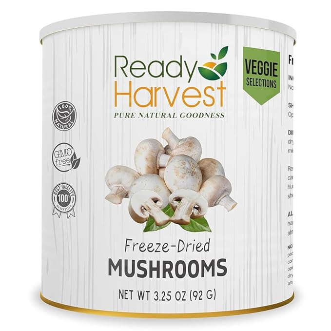 Ready Harvest Freeze-Dried Mushroom for Emergency Food Supply | Camper Must-Haves Camping