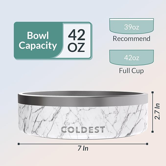 Coldest Dog Bowl - Anti Rust Metal & Non Slip Dog Bowls Large, Spill Proof Heavy Duty 3 Layers