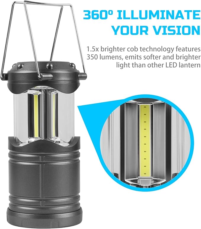 Lichamp LED Camping Lantern, 4 Pack Battery Powered Flashlight for Power Outages, Portable