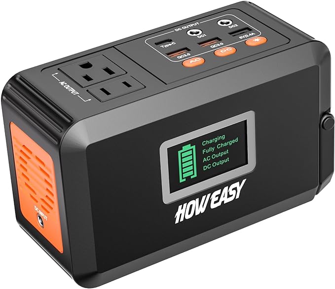 HOWEASY Portable Power Station, 88Wh Solar Generator, Lithium Battery Power with 110V AC 150W Peak