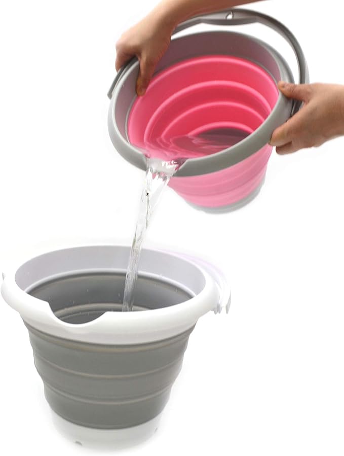 SAMMART 5L / 1.32 Gallon Collapsible Plastic Bucket - Foldable Round Tub - Portable Fishing Water