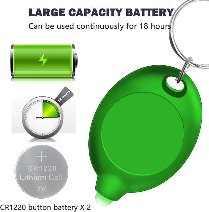 Mini LED Keychain Flashlight, 12 Lumen Ultra Bright Green Light, Portable Pocket Torch with Green