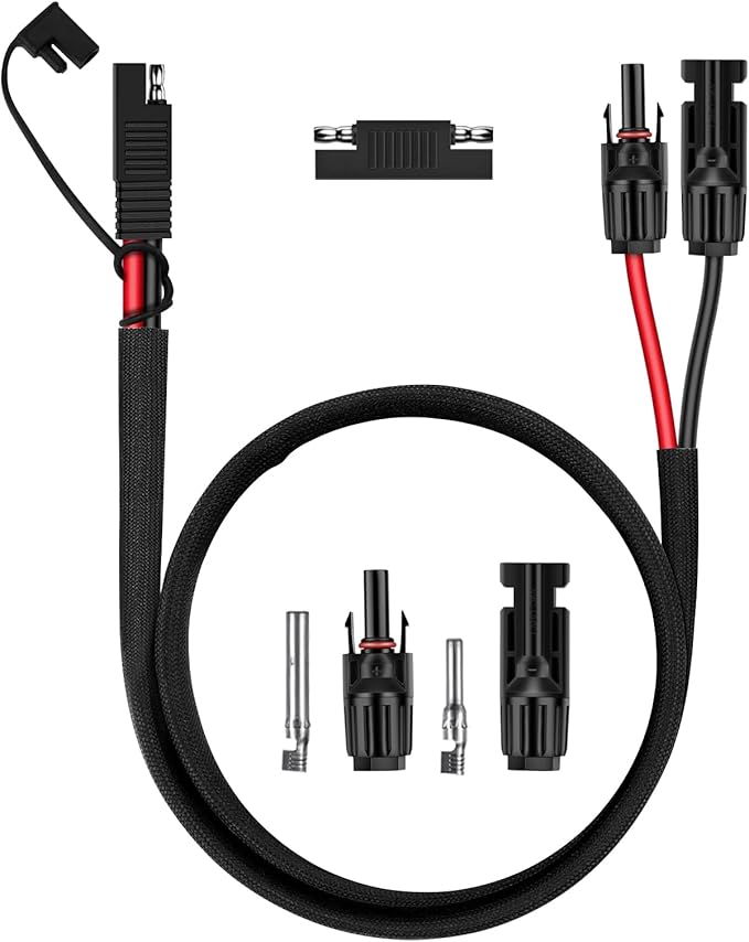 iGreely Solar Panel Connector Cable, 10AWG SAE to Male & Female Adapter PV Extension Cable Wire for