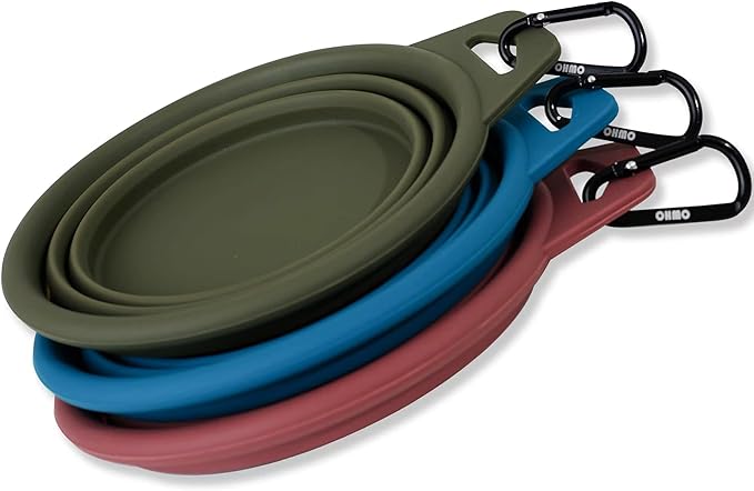 OHMO Large Collapsible Dog Bowls, (2 Pack 27oz/800ml) Premium Silicone Portable Travel Water Food