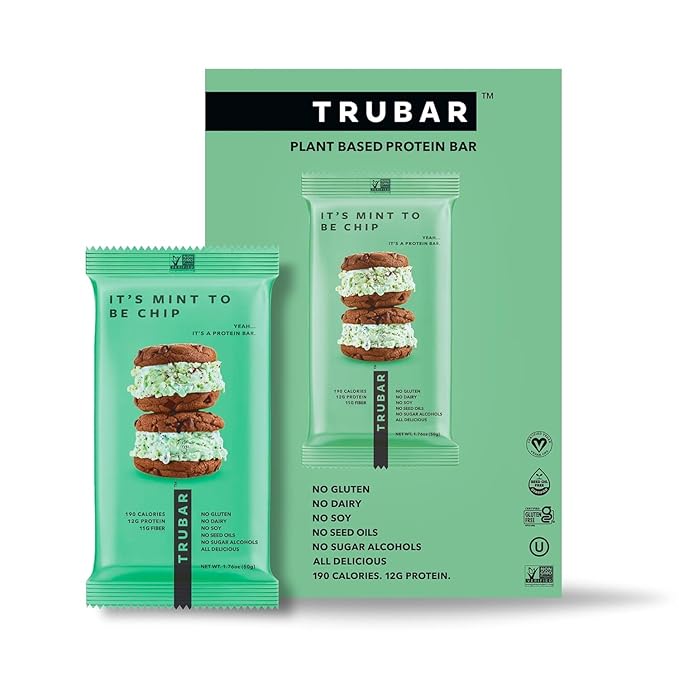 TRUBAR Vegan Protein Bars - Soy Free, Dairy Free, Gluten Free Protein Bars - No Sugar Alcohols