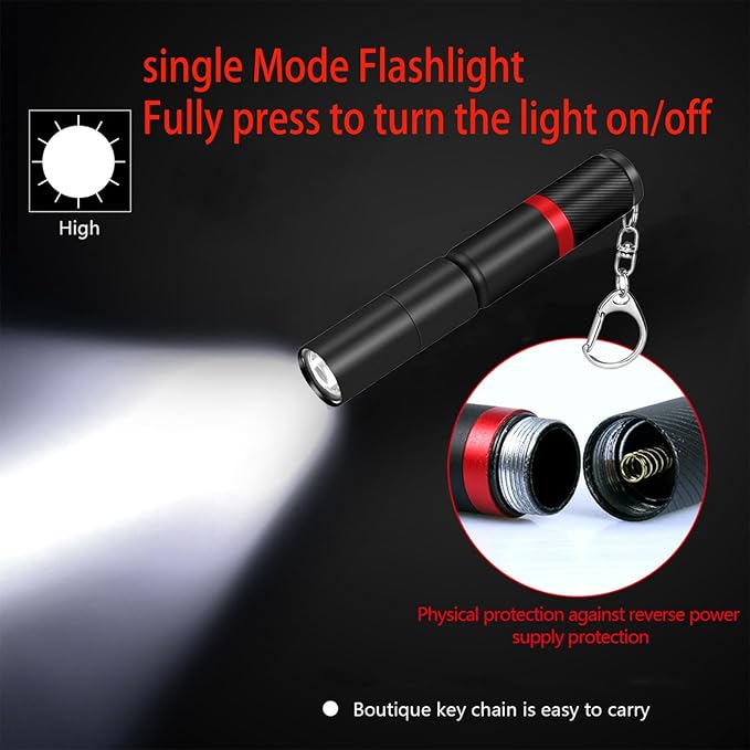 3 Pack Small Mini LED Keychain Flashlight, Single Mode AAA Battery Flashlights Portable Bulk EDC