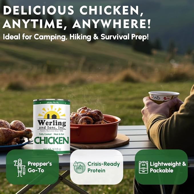 Werling & Sons Canned Chicken 14.5 Oz??Fully Cooked, Ready to Eat | Premium Quality, Recipe-Ready