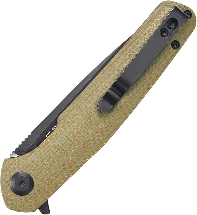 Sitivien ST102 Folding Knife, D2 Steel Blade+Micarta Handle EDC Tool Knife for Outdoor, Camping