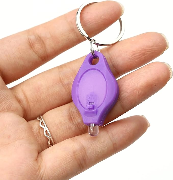 9PCS LED Flashlight Keychain Ring, Mini Small White Rows Ultra High Bright Tiny Micro UV Lighting