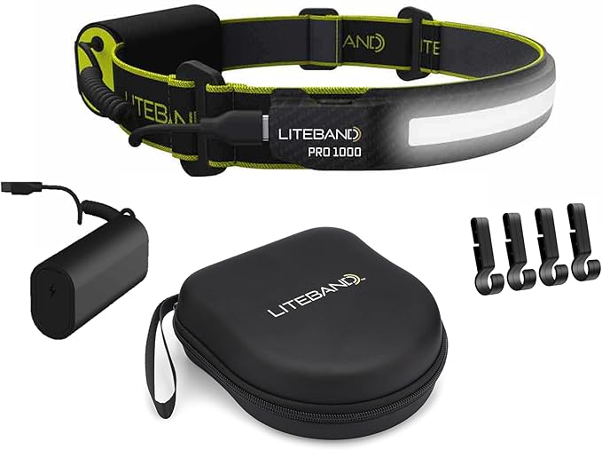 Liteband PRO Bundle 1000 Lumens LED Headlamp Rechargeable Battery Powered, Bright Tactical Head