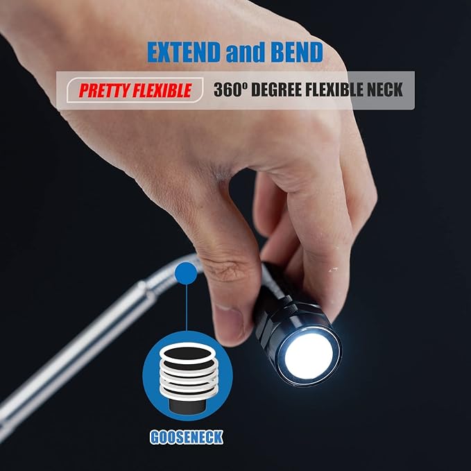 VIBELITE Gifts for Dad, Magnetic Flashlight with Tool Magnetic Lanyard, Telescoping Magnet Pickup