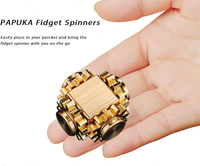 Pure Brass Cube Gears Linkage Anti-Anxiety Fidget Spinner Toy,Metal DIY EDC Meditation Break Bad