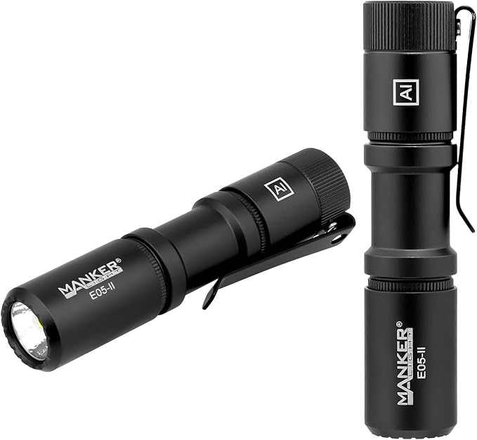 Manker E05 II High Output EDC Flashlight Eeay to Carry, for Camping, Hiking (Black, 800 Lumens